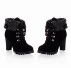Women’s Martin Boots – High Heel Ankle Boots with Chunky Heel & Lace-Up Design