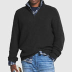Men Collar Quarter Zip-Up Sweater Casual
