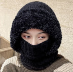 Women’s 2-in-1 Winter Hat & Scarf Hood – Plush Fleece Lined Thermal Balaclava