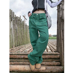 Vintage Multi Pocket Straight Cargo Pants- Women's Jeans