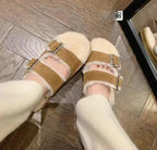 Warm Fuzzy Slippers – Soft Indoor Slip-On Sandals for Women