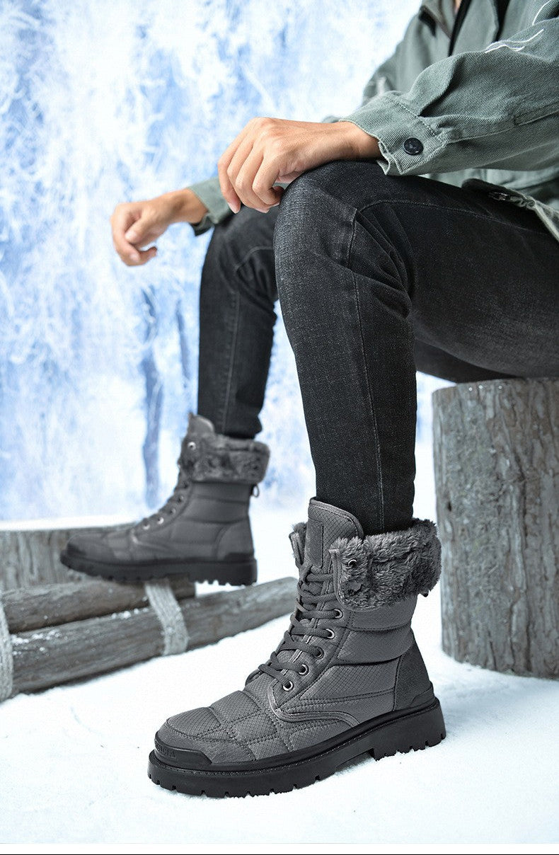 Men’s Cold-Weather Waterproof Snow Boots – Warm Fur & Durable Outdoor Grip