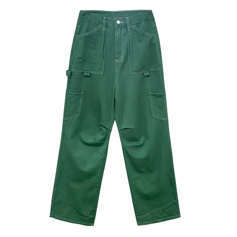 Vintage Multi Pocket Straight Cargo Pants- Women's Jeans