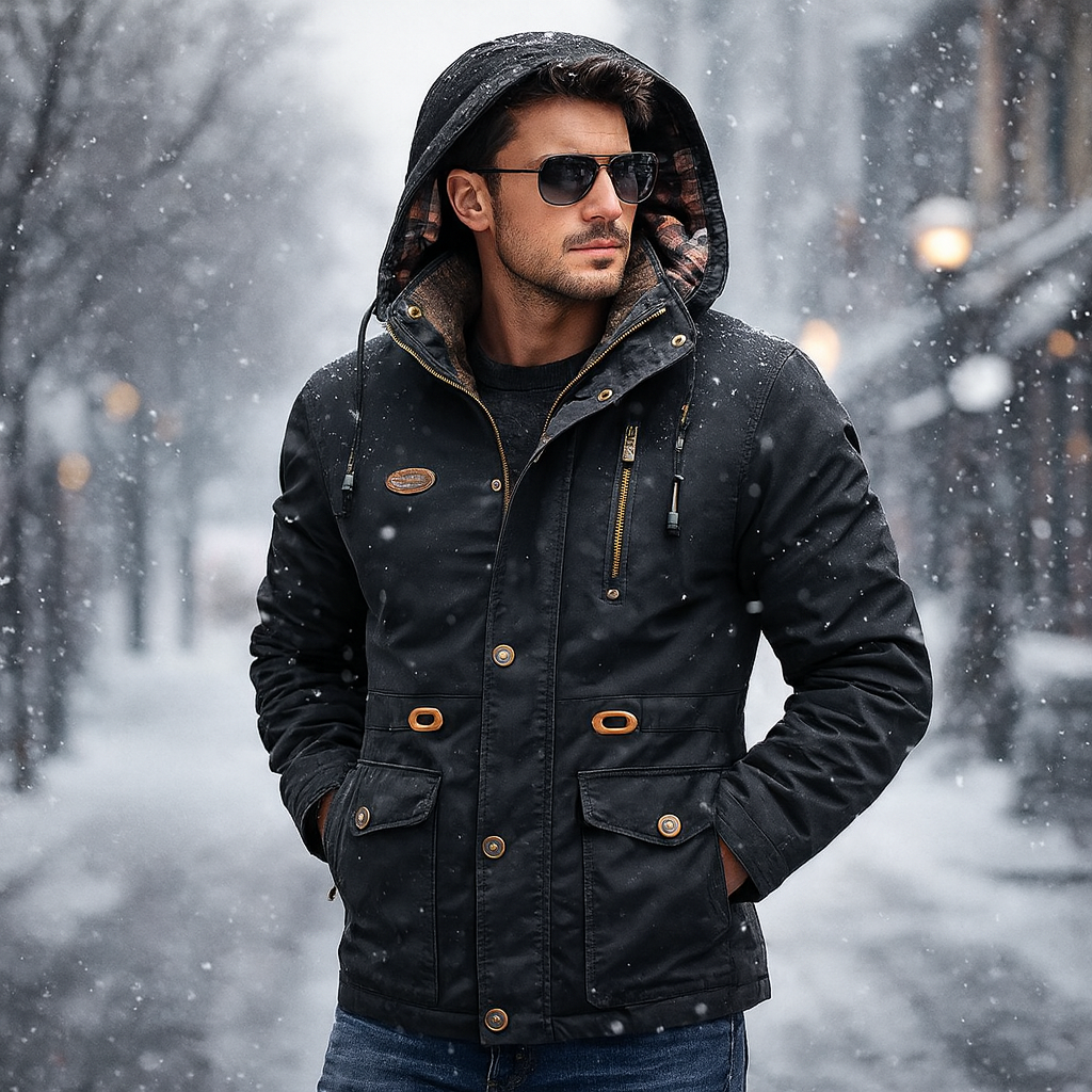 Warm Hooded Windbreaker Jacket for Men