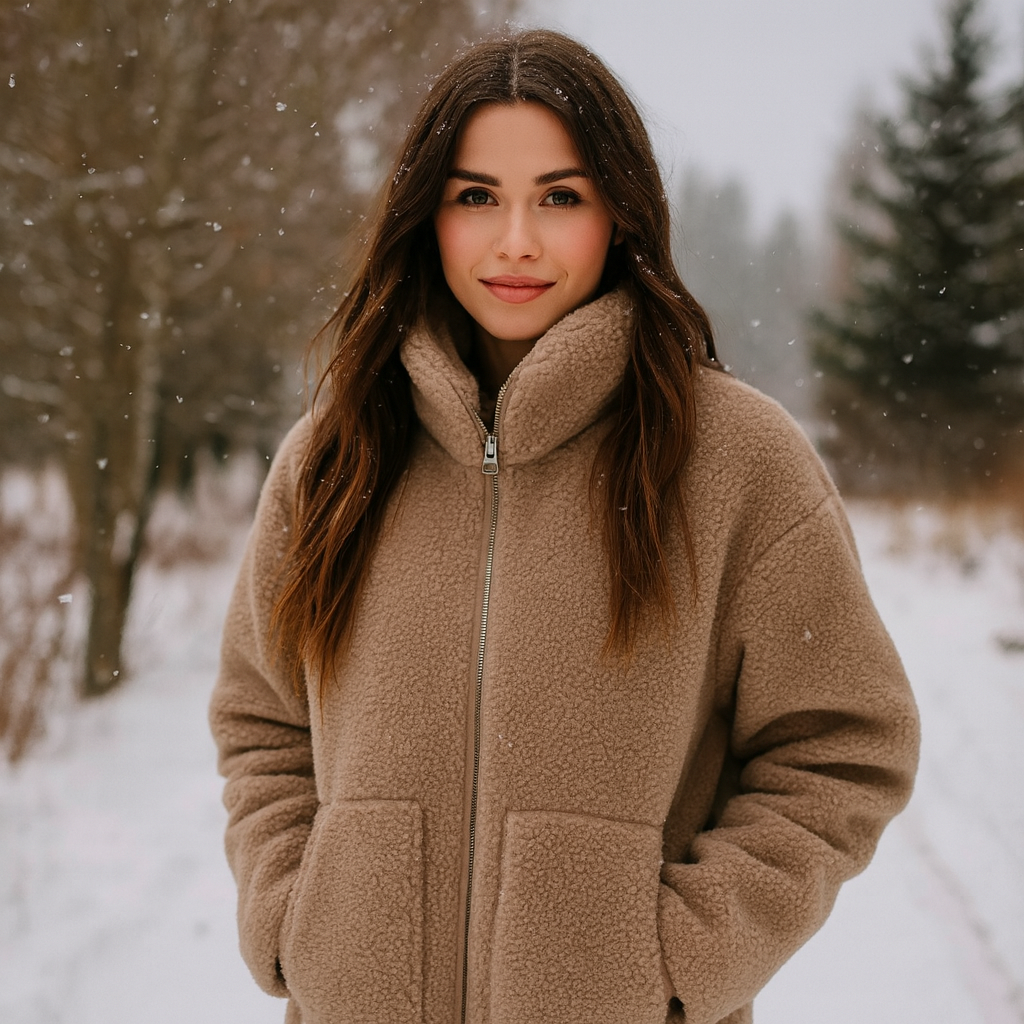 Women's Comfy Teddy Puffer Fleece Jacket