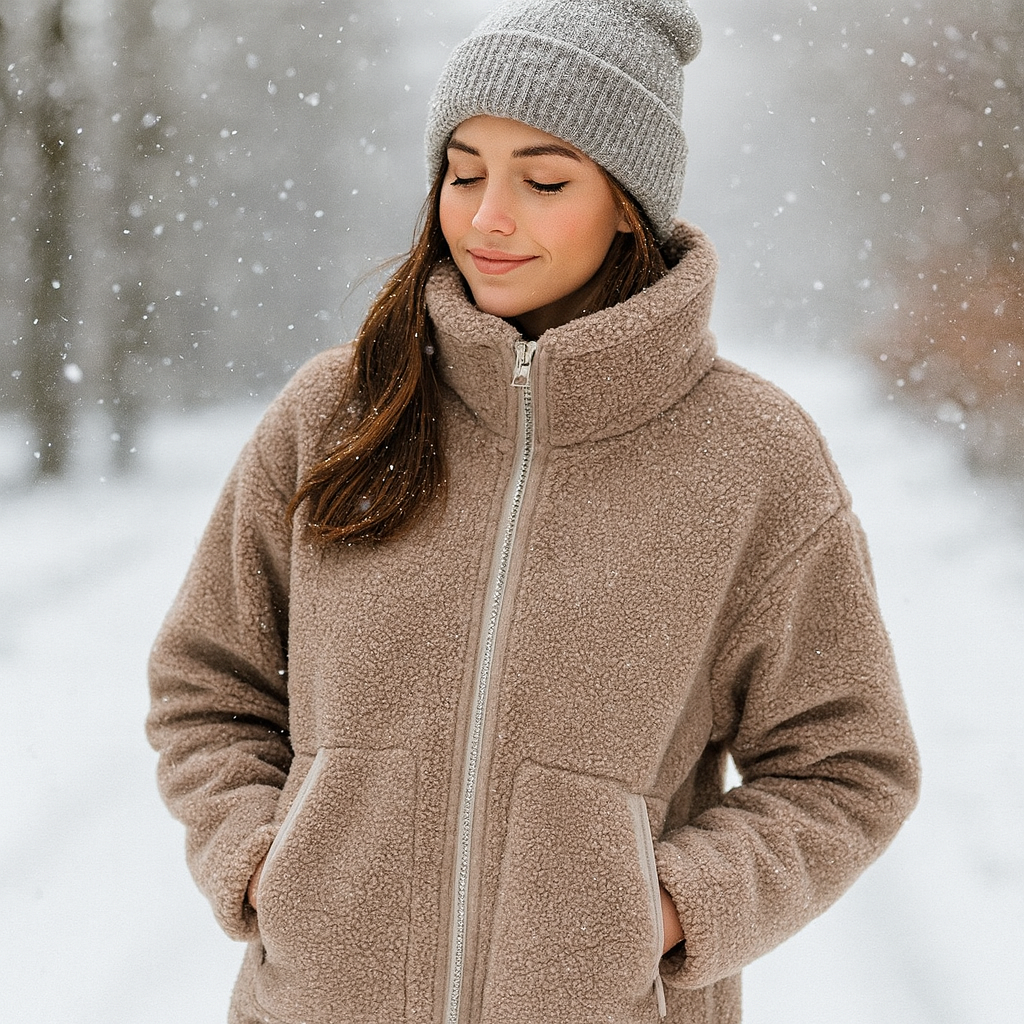 Women's Comfy Teddy Puffer Fleece Jacket