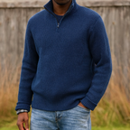 Men Collar Quarter Zip-Up Sweater Casual