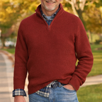 Men Collar Quarter Zip-Up Sweater Casual