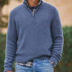 Men Collar Quarter Zip-Up Sweater Casual
