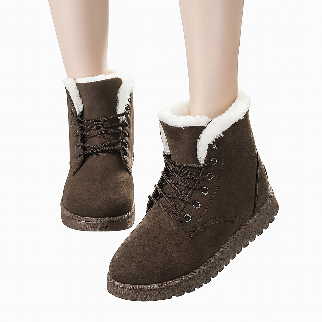 Women’s Cozy Pink Suede Winter Snow Boots – Warm Plush Lined Lace-Up Booties