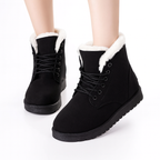 Women’s Cozy Pink Suede Winter Snow Boots – Warm Plush Lined Lace-Up Booties