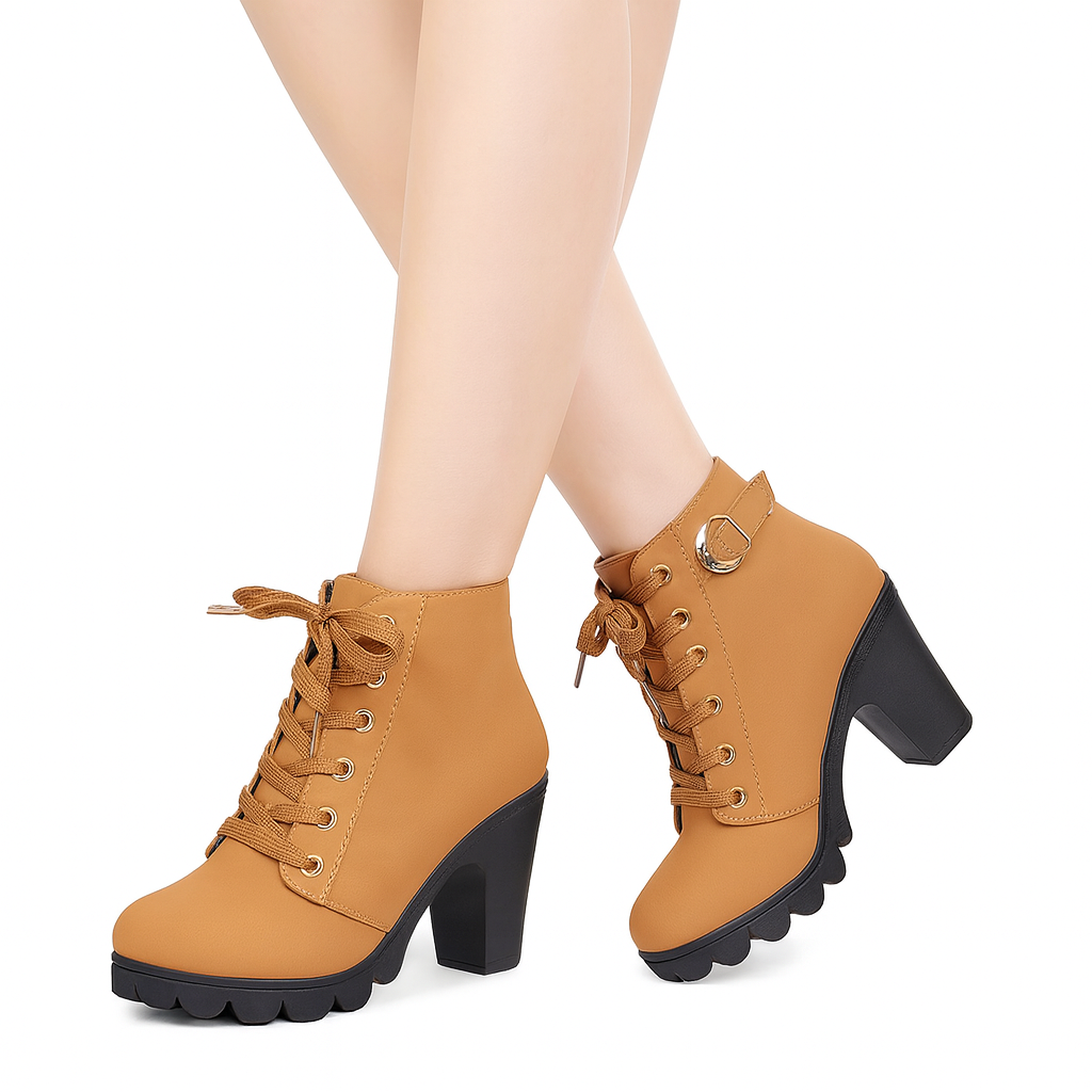 Women's Vintage Winter-Ready Lace-Up Ankle Boots With Stud Detailing