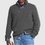 Men Collar Quarter Zip-Up Sweater Casual