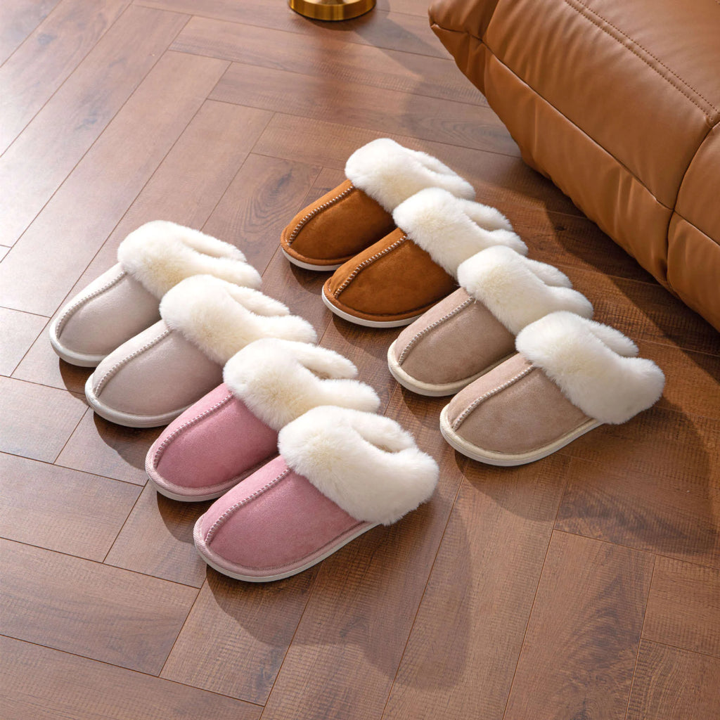 Cozy Cotton Slippers – Fleece Lined Indoor Winter House Shoes