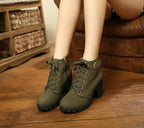 Women's Vintage Winter-Ready Lace-Up Ankle Boots With Stud Detailing