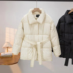 Women’s Warm Belted Puffer Jacket – Lightweight Quilted Winter Coat