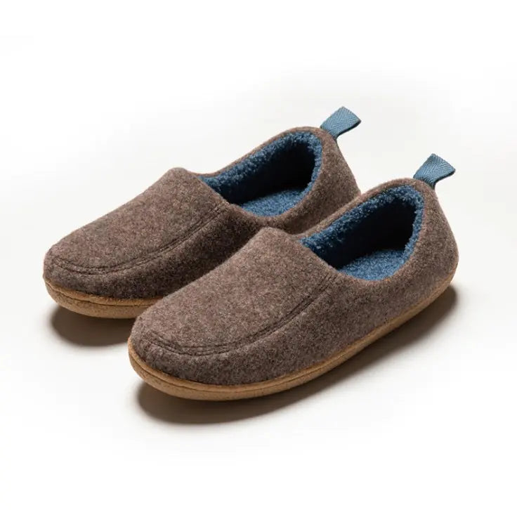 Men's Warm Plush Non-Slip Wooden Floor Indoor Soft Slippers