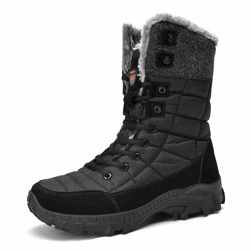 Men’s Cold-Weather Waterproof Snow Boots – Warm Fur & Durable Outdoor Grip