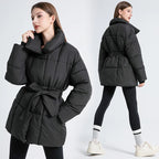 Women’s Warm Belted Puffer Jacket – Lightweight Quilted Winter Coat