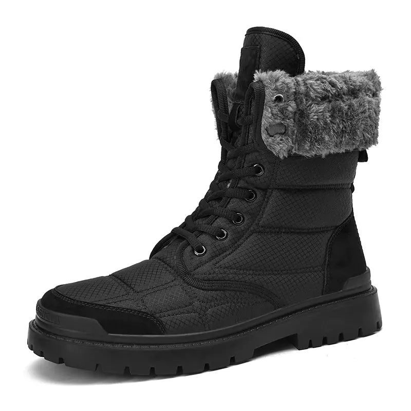 Men’s Cold-Weather Waterproof Snow Boots – Warm Fur & Durable Outdoor Grip