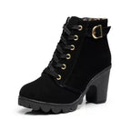Women's Vintage Winter-Ready Lace-Up Ankle Boots With Stud Detailing