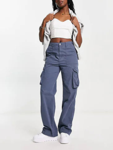 Women’s Baggy Cargo Jeans– Straight Leg Multi-Pocket Denim for Women